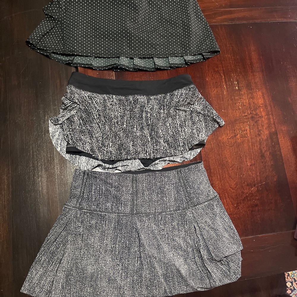3 lululemon tennis skirts size 10